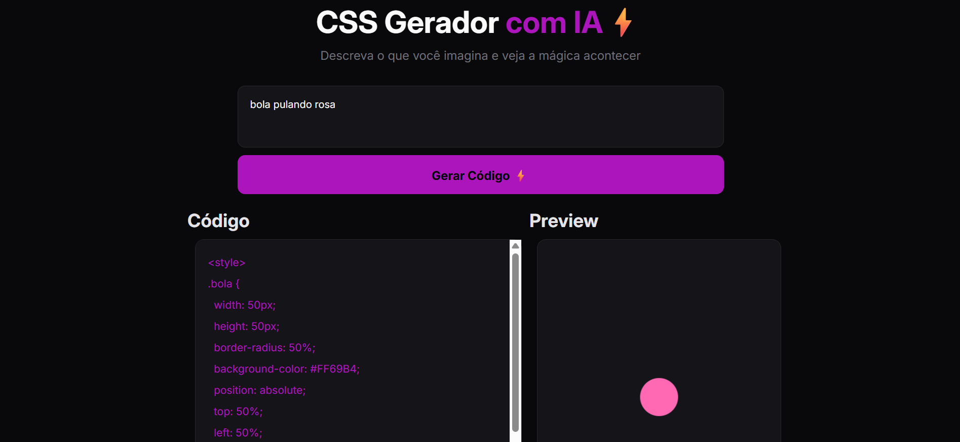 projeto css gerador com IA